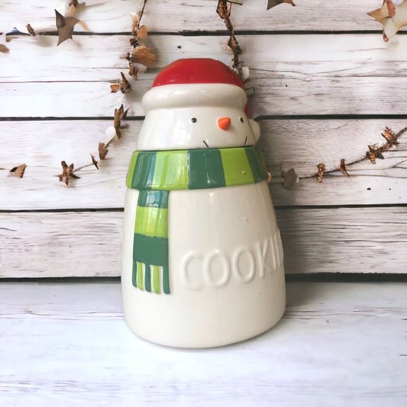 Hallmark Other - Vintage Hallmark Christmas winter cozy
Snowman with scarf Cookie Treat Jar